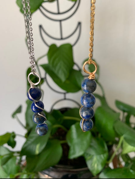 Lapis Lazuli Bead Drop Necklace